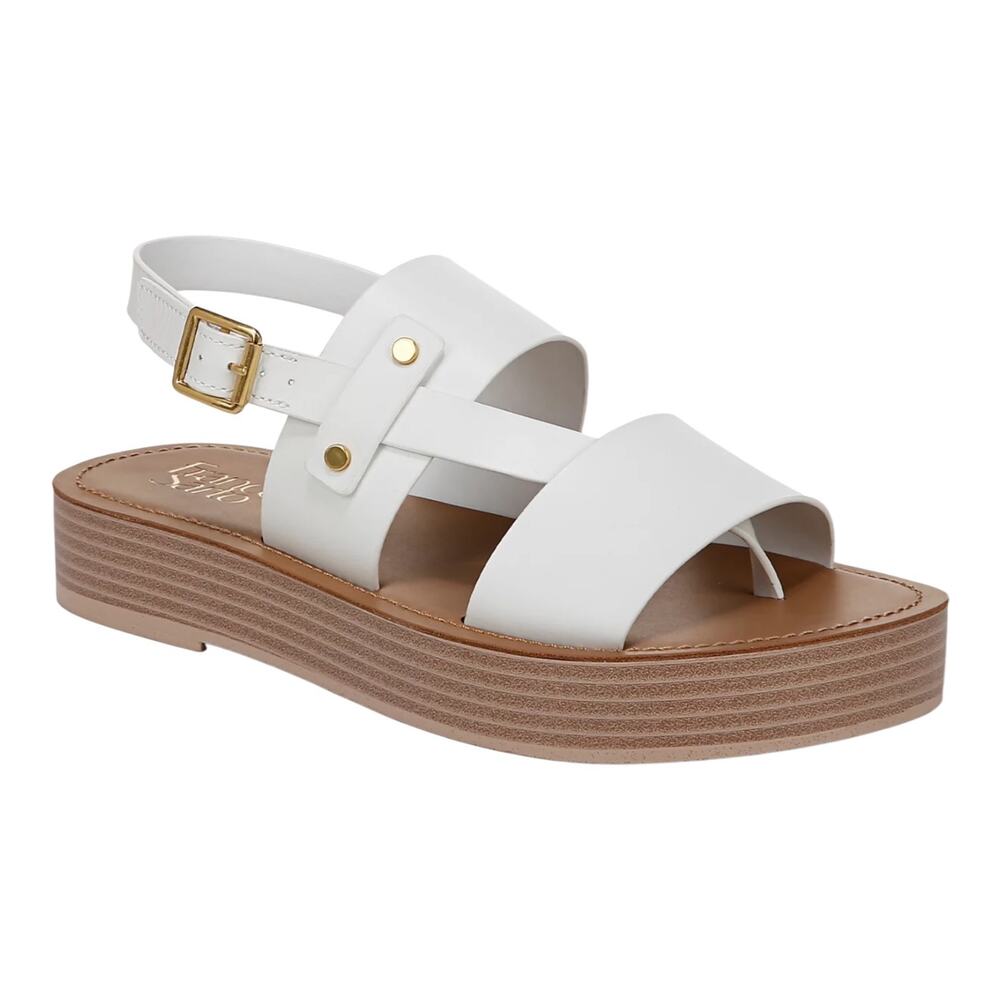 Franco Sarto Womens Genova Leather Slingback Platform Thong Sandals White Size 8